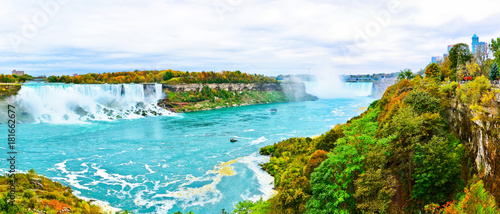 View of Niagara Falls from Canadian side in autumn.