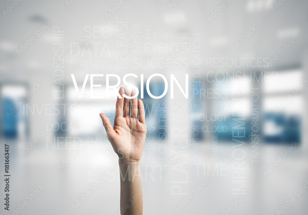 Concept of modern business with palm choocing on of keywords for Concept of modern business with palm choocing on of keywords for