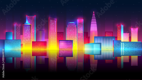 Vector illustration of night city