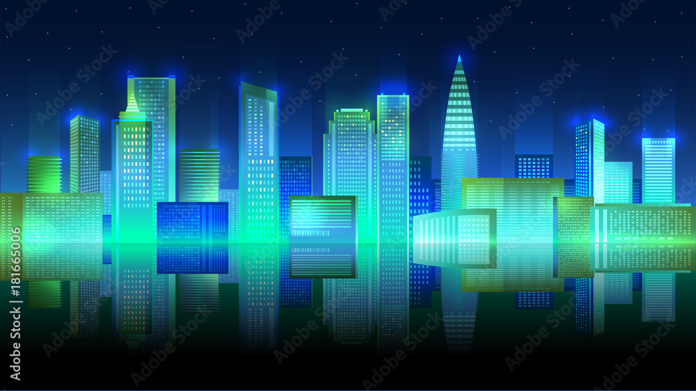 Vector illustration of night city
