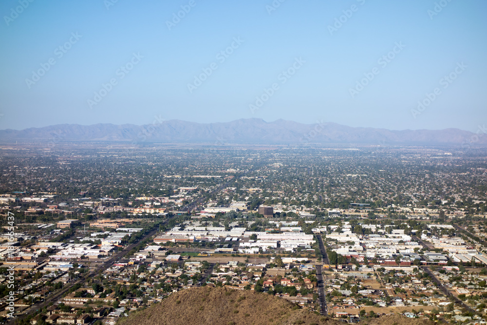 West side of Valley of the Sun looking at Glendale, Peoria and Phoenix from North Mountain Park, Arizona
