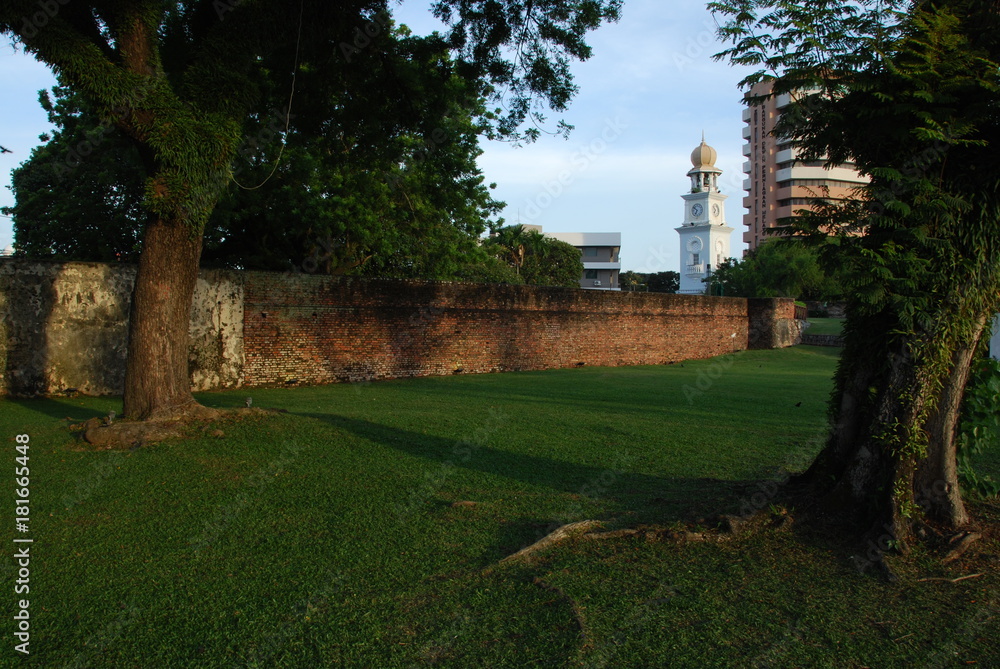 Queen Victoria Memorial Clock Tower, vue depuis Fort Cornwallis, George Town, Penang, Malaisie