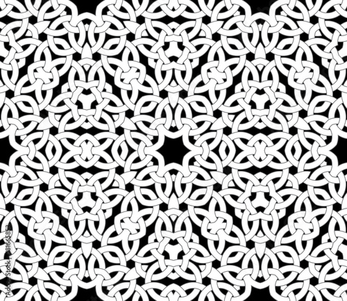 Seamless pattern with celtic knot ornament of black, gray, and white shades