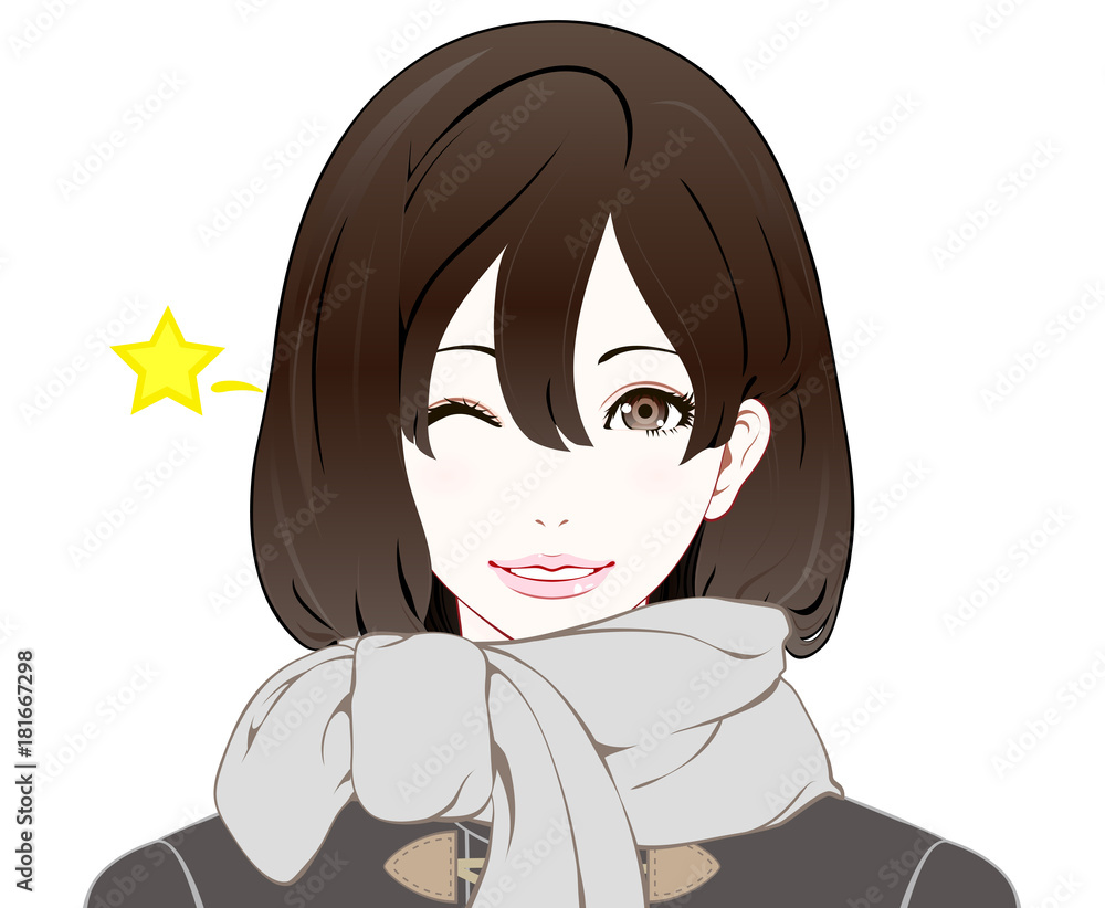 女性の表情 / 冬服 / ウインク 女性の表情 / 冬服 / ウインク