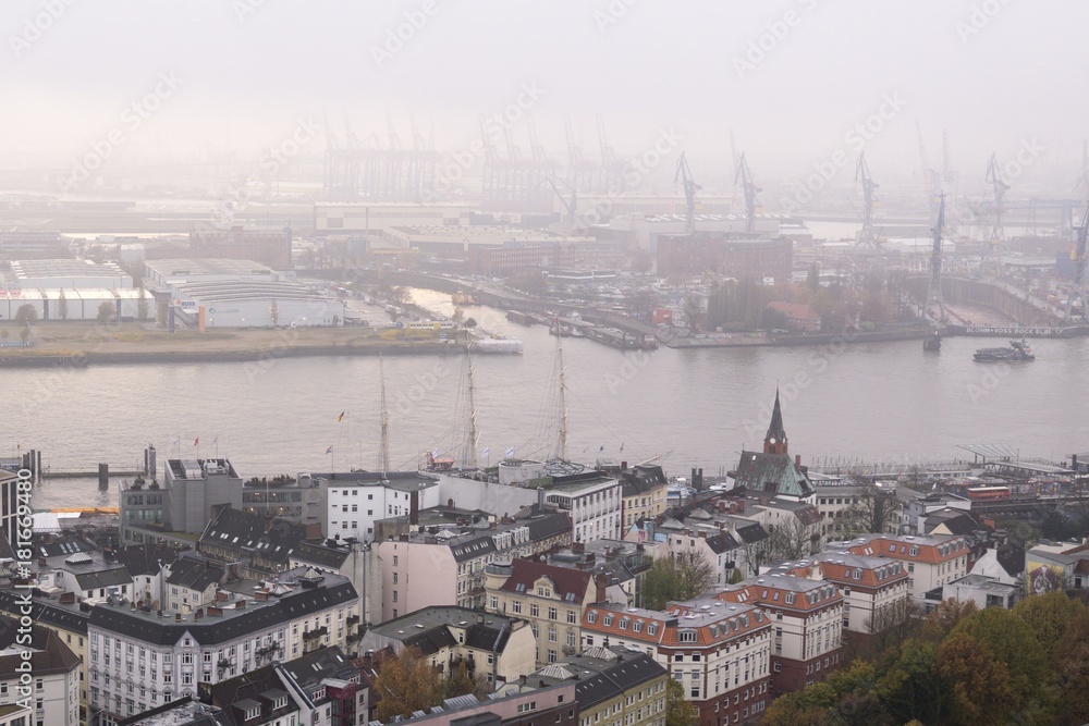 Fototapeta premium Aerial view to Hamburg city. Germany