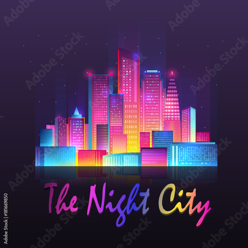 Vector illustration of night city