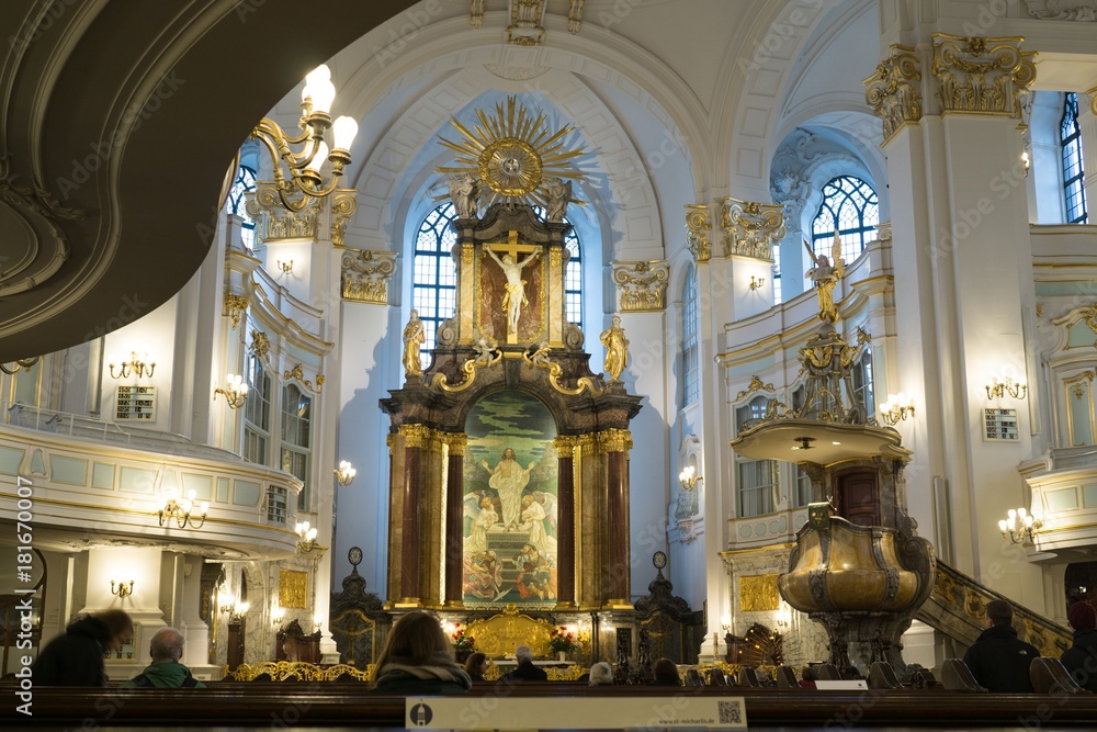 St. Michael's Church interior in Hamburg. Germany