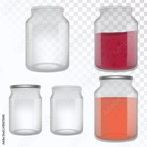 Vector set of glass jars
