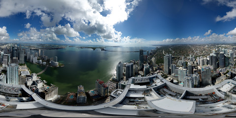 Deken met foto Panorama Luchtfoto skyline Brickell Miami  © Felix Mizioznikov