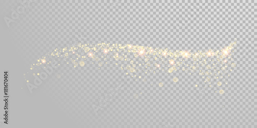 Christmas holiday golden glitter light wave background template of sparkling gold particles and shiny confetti effect. Vector glittering shimmer wave for New Year or Christmas modern white design