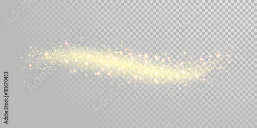 Christmas holiday golden glitter background template of sparkling gold particles and shiny light effect. Vector glittering shimmer wave on white background for New Year or Christmas greeting card
