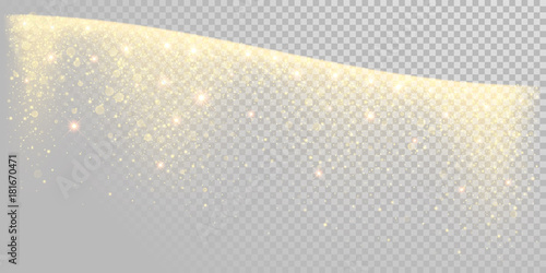 Christmas holiday golden glitter snow or sparkling gold confetti on white background template. Vector golden particles light shine glare effect for New Year or Christmas glamor modern luxury design
