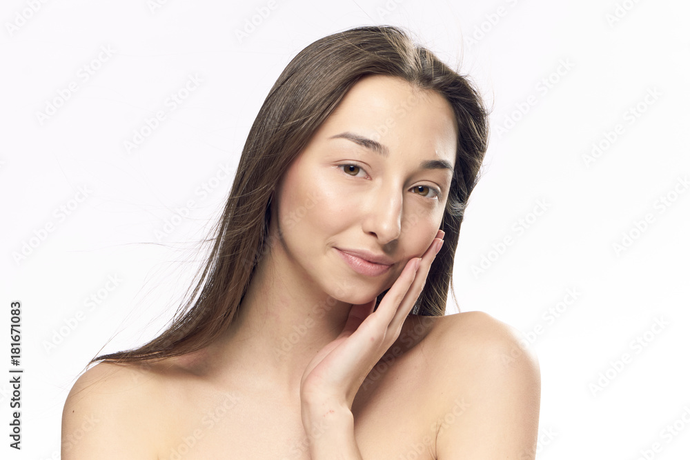 Beautiful young woman on white isolated background, portrait Beautiful young woman on white isolated background, portrait