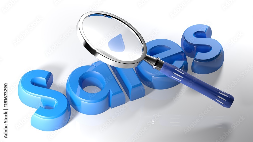 Magnifier on blue sales - 3D rendering Magnifier on blue sales - 3D rendering
