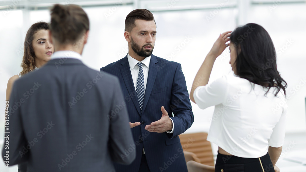business people argue standing in office