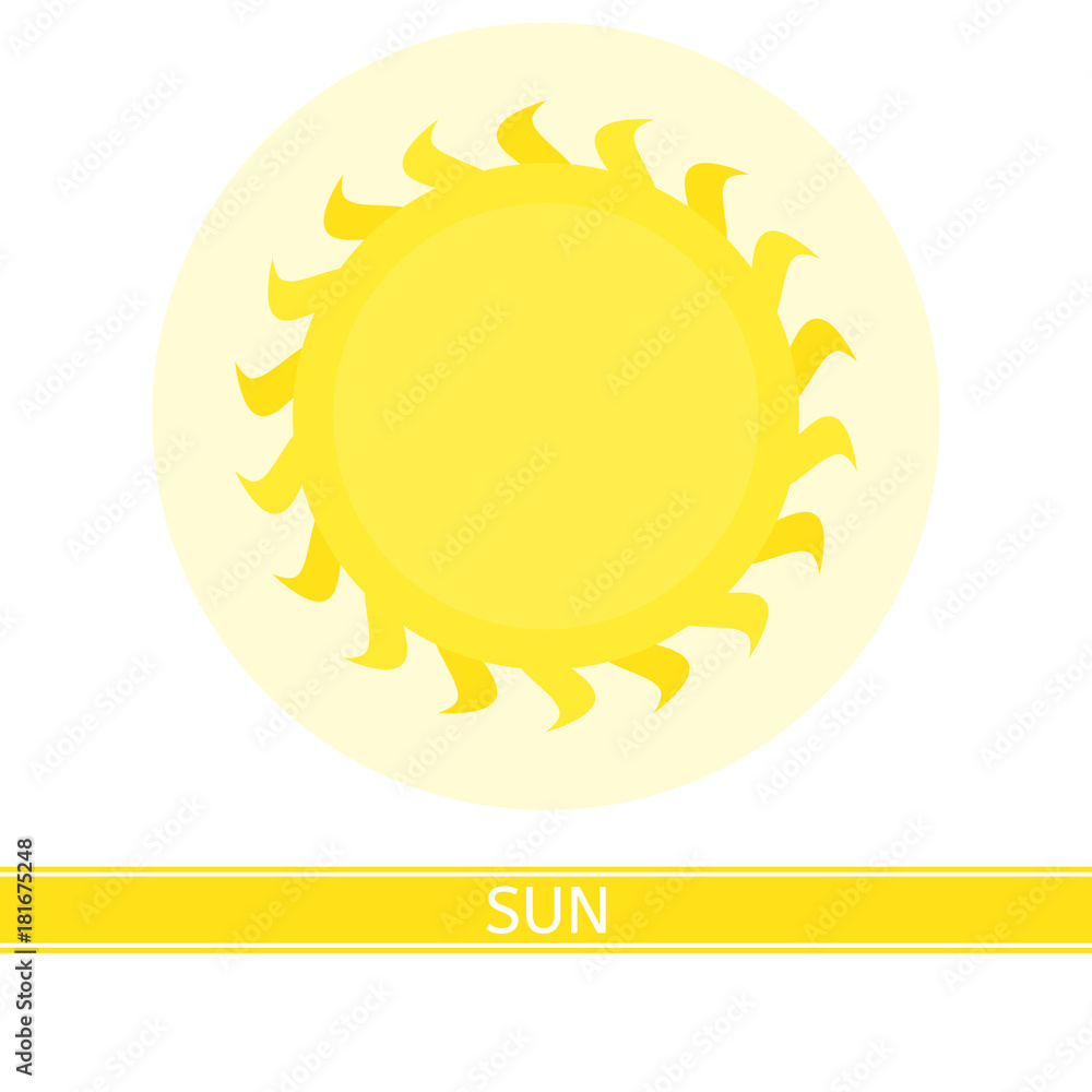 Vector illustration of sun isolated on white background, in flat style Vector illustration of sun isolated on white background, in flat style