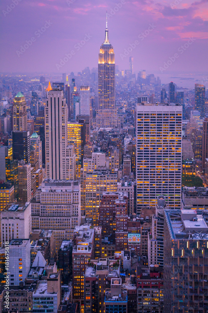 Sunset from Rockefeller Center "Top of the Rock" Observatory, New York City  Stock Photo | Adobe Stock