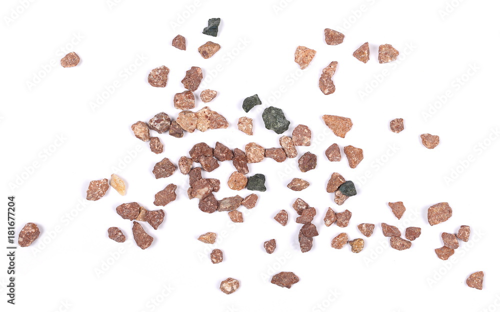 Pile rocks isolated on white background and texture, top view Pile rocks isolated on white background and texture, top view