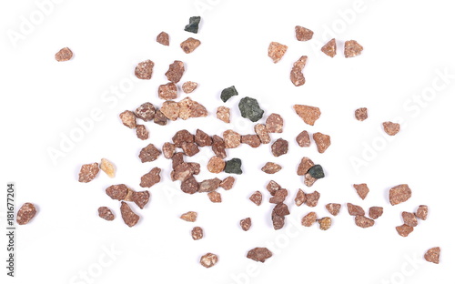 Pile rocks isolated on white background and texture, top view