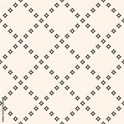 Geometric seamless pattern with diamond shapes, rhombuses, stars in square grid. Diagonal lattice background.