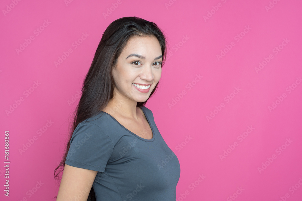Woman On Pink Background Woman On Pink Background