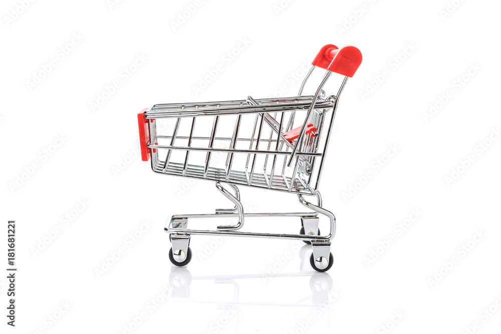 Empty shopping cart or trolley isolated on white background