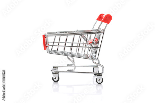 Empty shopping cart or trolley isolated on white background