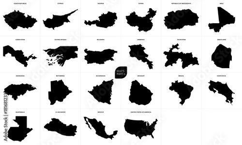 World maps set. Part six. Vector illustration.