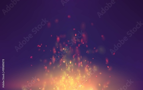 Flame vector background with sparks particles. bonfire smoke fantasy flying sparks.