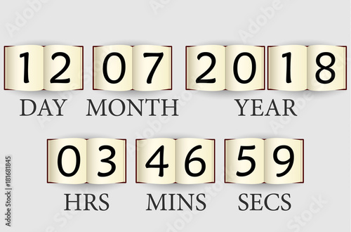 clock from books vector template with time and date