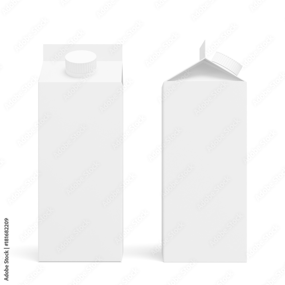 Milk, juice blank carton package box, isolated on white background, 3D rendering Milk, juice blank carton package box, isolated on white background, 3D rendering