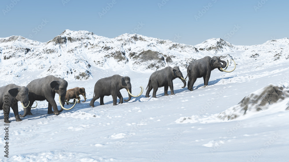 Naklejka premium Mammoth group 3d render