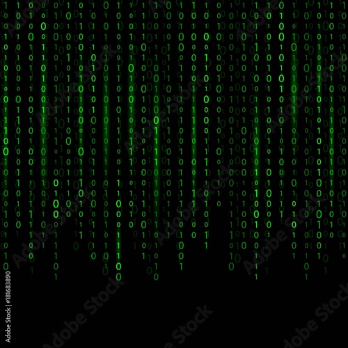 Creative vector illustration of stream of binary code. Computer matrix background art design. Digits on screen. Abstract concept graphic data, technology, decryption, algorithm, encryption element
