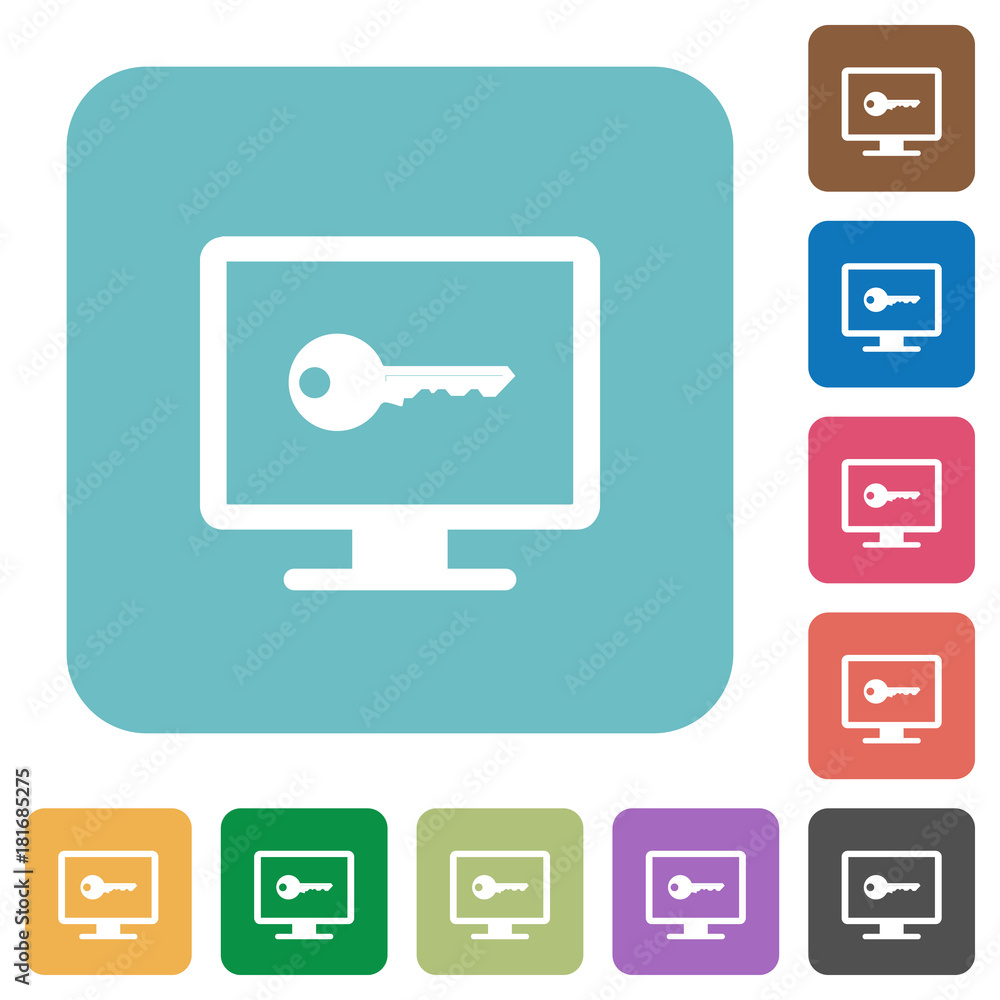 Secure desktop rounded square flat icons Secure desktop rounded square flat icons