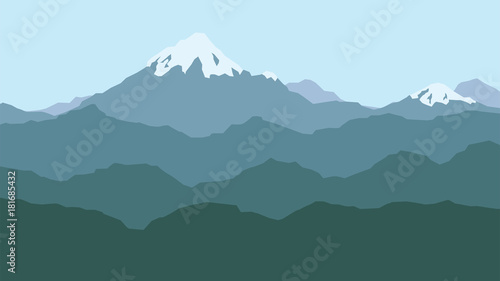 Vector view with mountains and forest