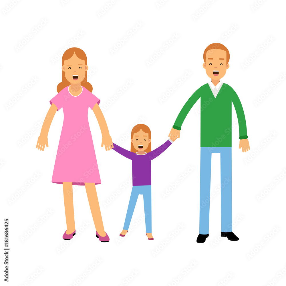 Young parents standing with their little daughter, happy family concept vector Illustration Young parents standing with their little daughter, happy family concept vector Illustration