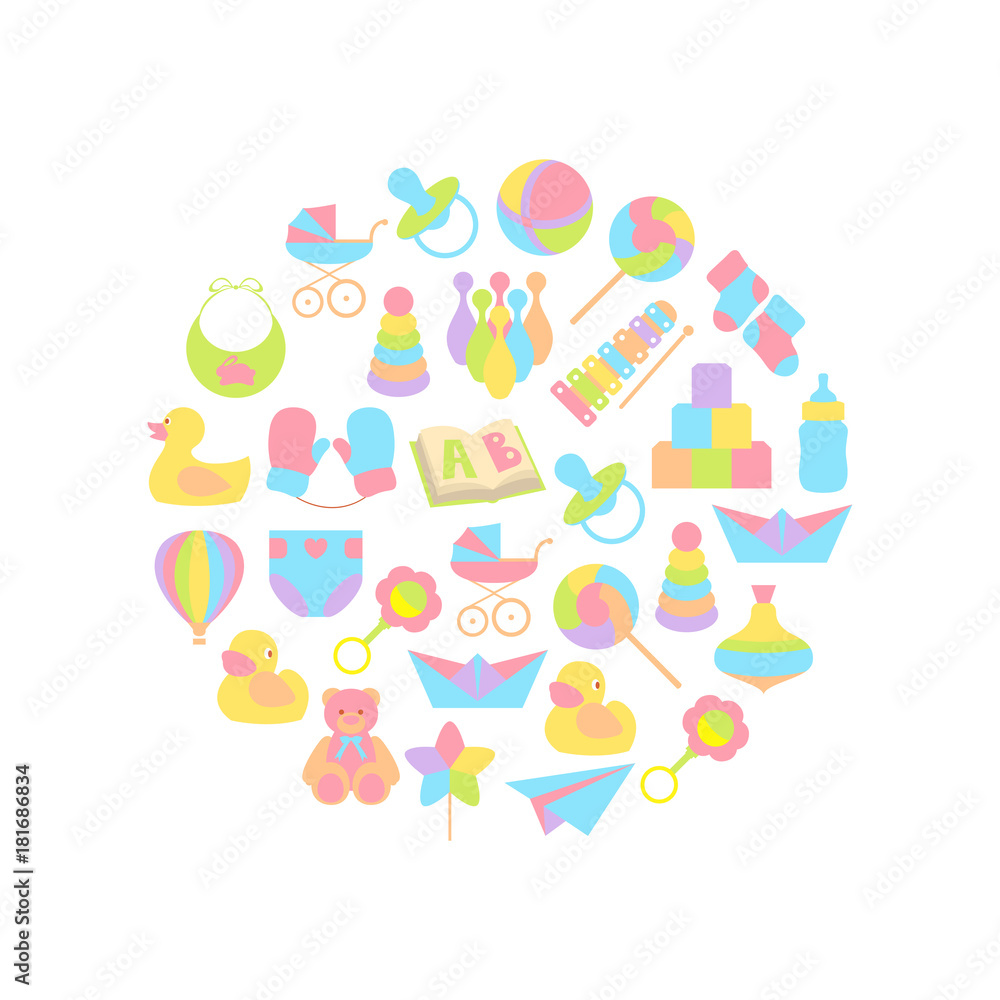 Vector illustration of baby icons set
