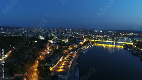Wallpaper Mural High aerial view above city river in night 2 Torontodigital.ca