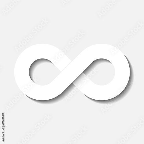 Infinity symbol icon. Concept of infinite, limitless and endless. Simple white vector design element isolated on white background.