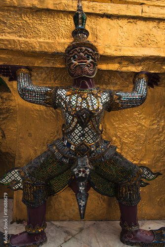 Photography Demon Guardian at Wat Phra Kaew, inside the Grand Palace, in Bangkok