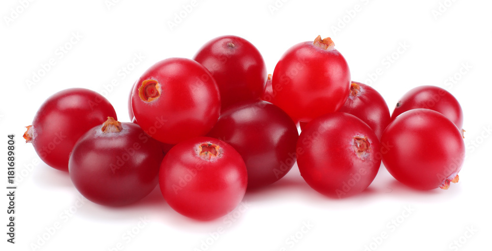 Cranberry isolated on white. With clipping path. Full depth of field.