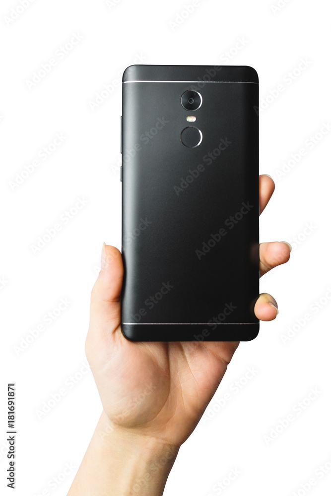 phone in hands on isolated, frameless phone, smartphone with thin frames phone in hands on isolated, frameless phone, smartphone with thin frames