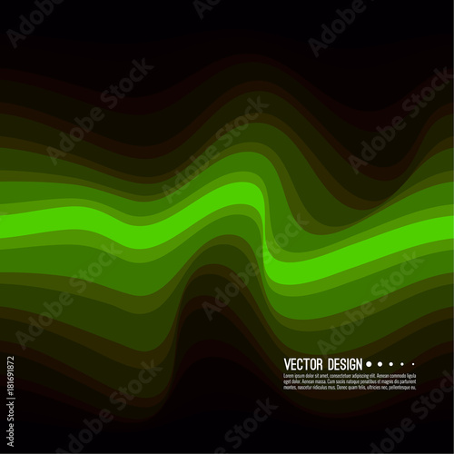 Distorted wave colorful texture. Abstract dynamical rippled surface. Vector stripe deformation background. Transition and gradation of color.