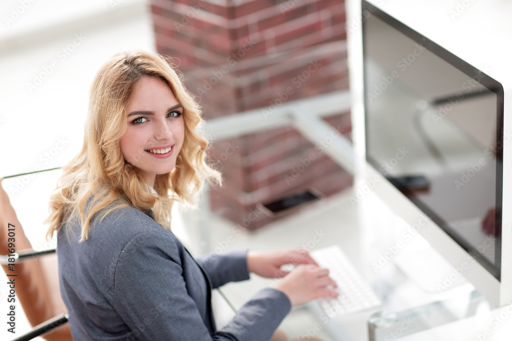 business woman typing on computer keyboard business woman typing on computer keyboard