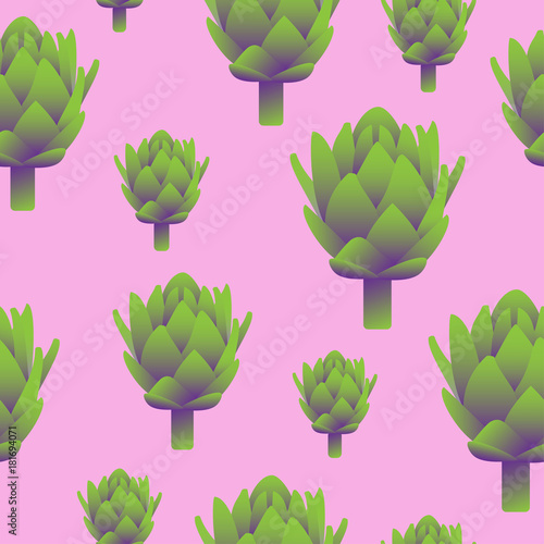 artichoke on a pink background, seamless