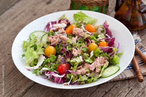 delicious salad with tuna and vegetables, tuna salad