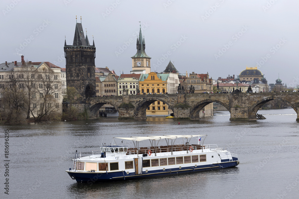 Naklejka premium View on Prague Old Town with Charles Bridge, Czech Republic