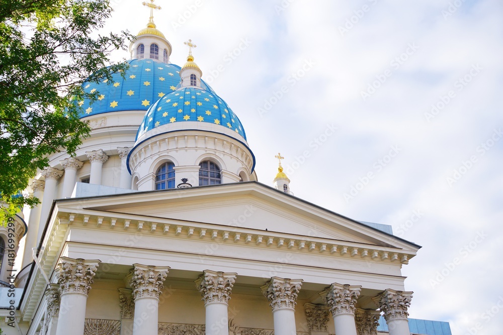 Trinity Izmailovo Cathedral in Saint-Petersburg, Russia. Summer