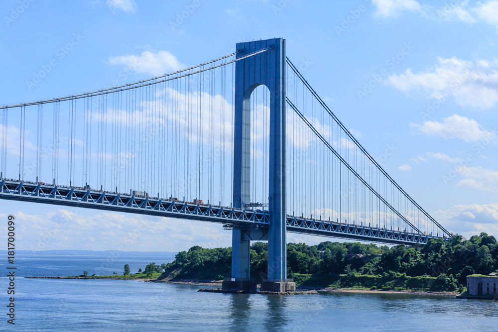 Verrazaon Bridge Over Blue Water