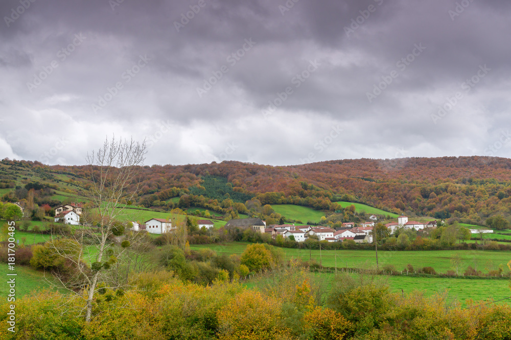 Navarre villages in autumnal season Navarre villages in autumnal season
